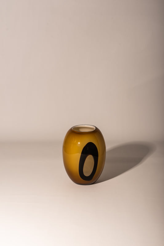 Brown, black and yellow vase