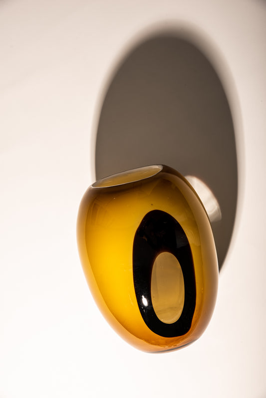 Brown, black and yellow vase